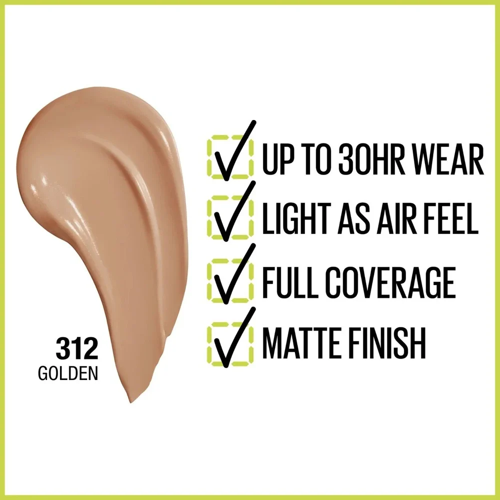 Maybelline New York Super Stay Full Coverage 30HR Foundation 312 Golden 4 Pack